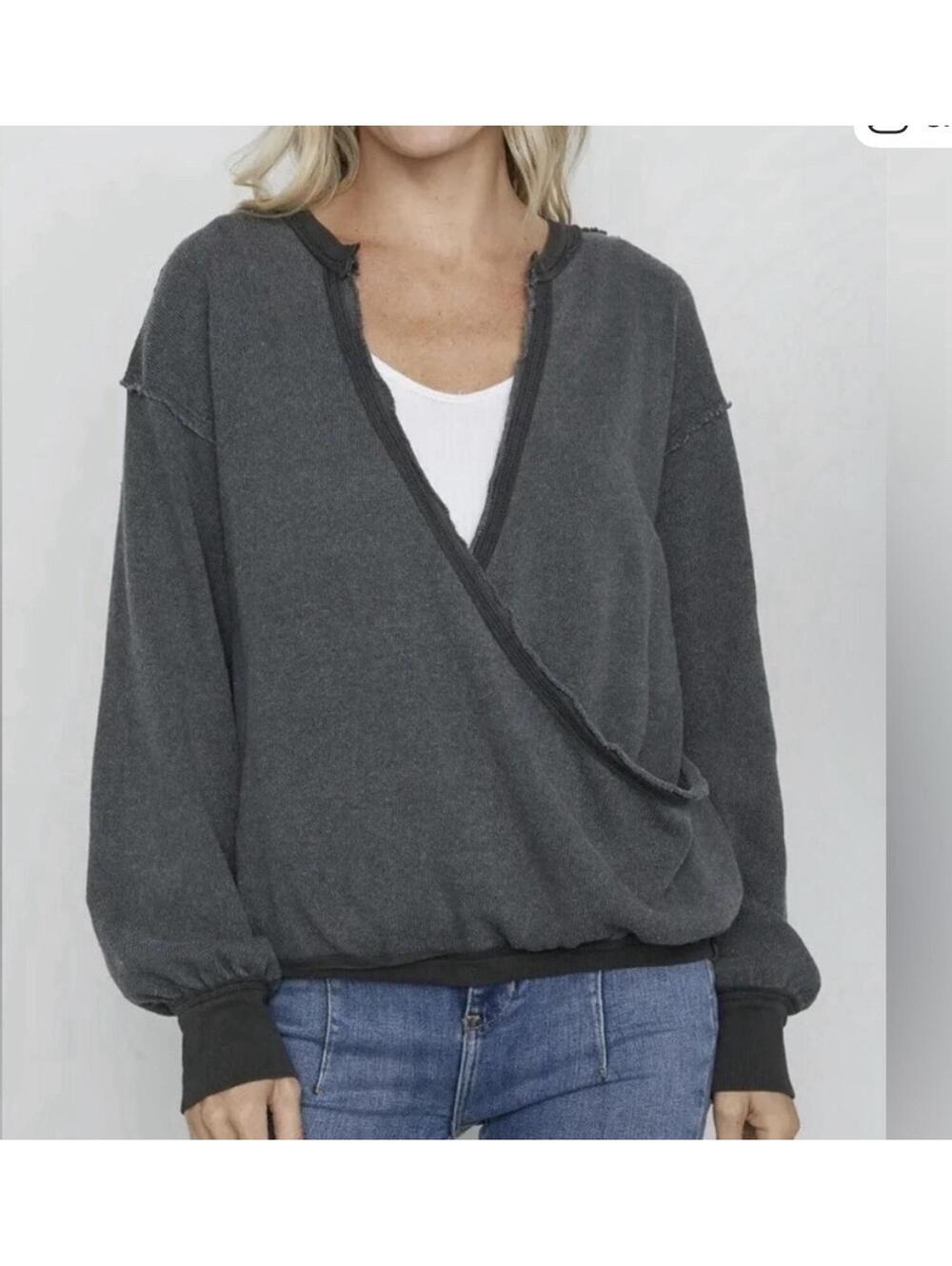 We The Free Anyway Long Sleeved Top Washed Black Medium
